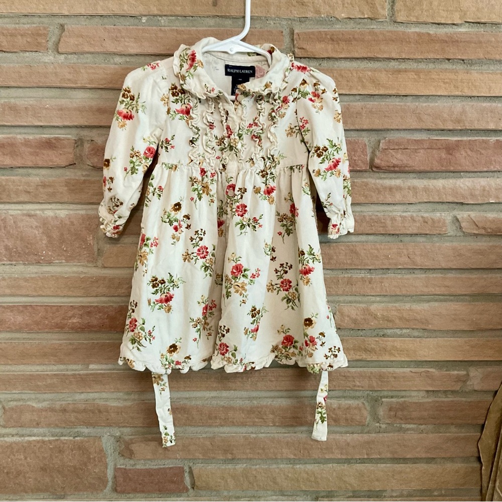 Ralph Lauren Baby Button Dress Floral Lightweight Corduroy 6-12 Months